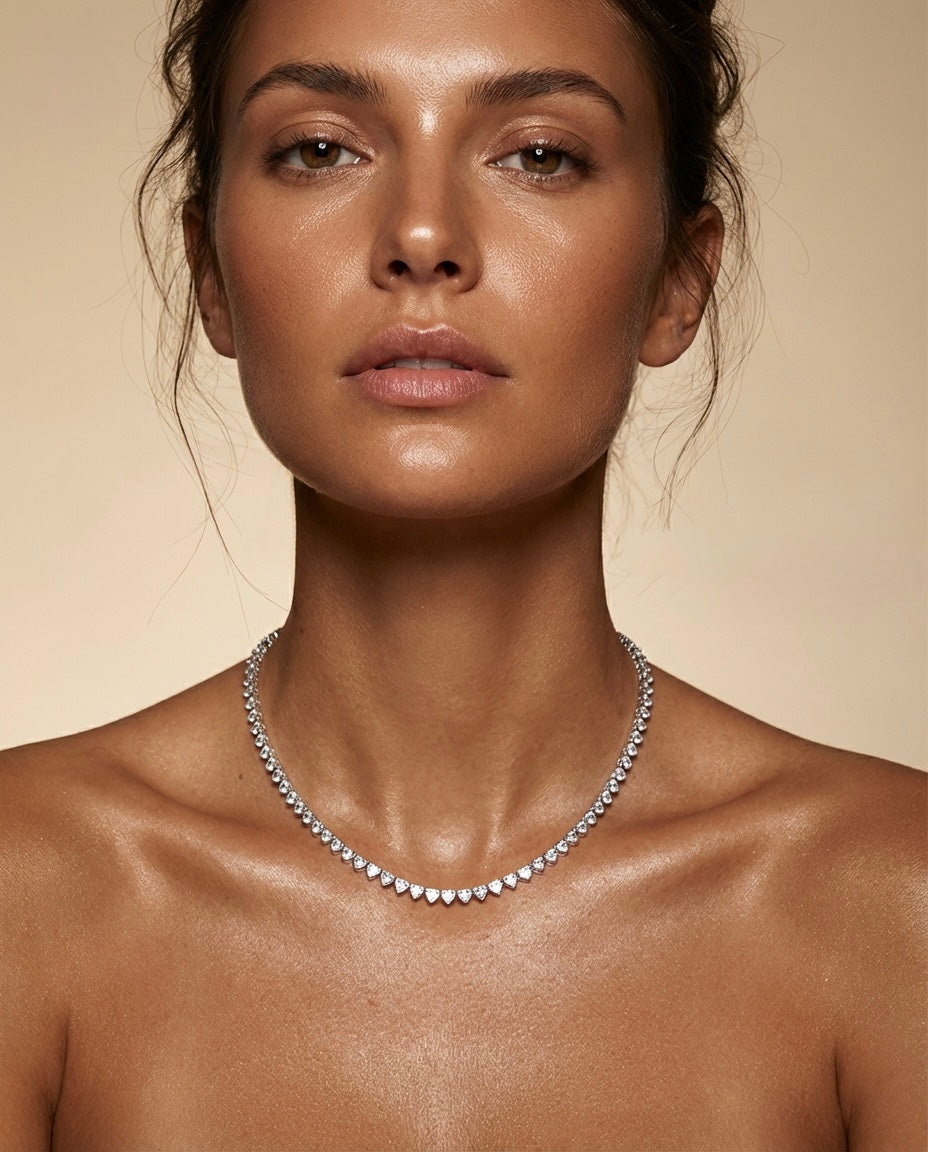 Amore Heart Tennis Necklace