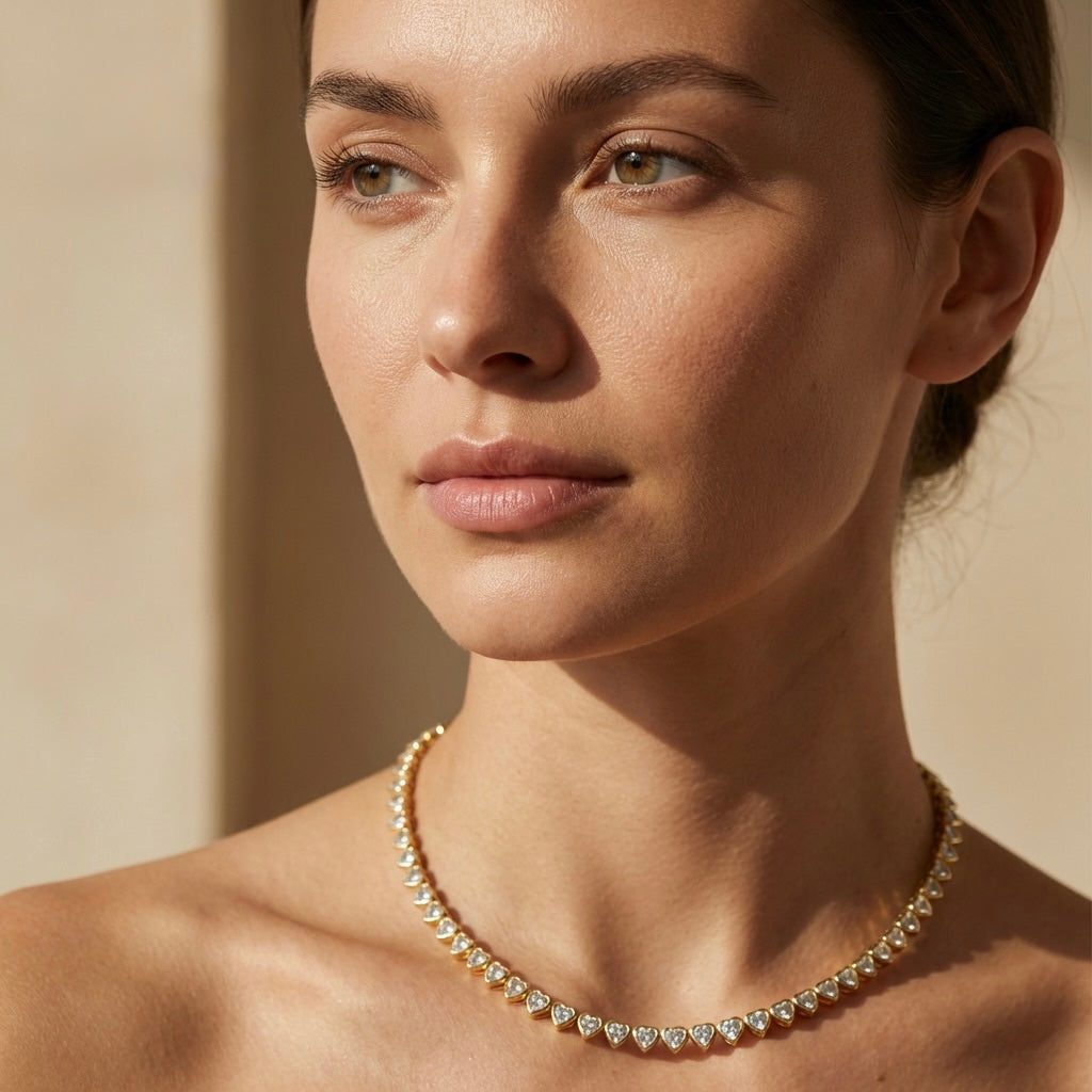 Amore Heart Tennis Necklace