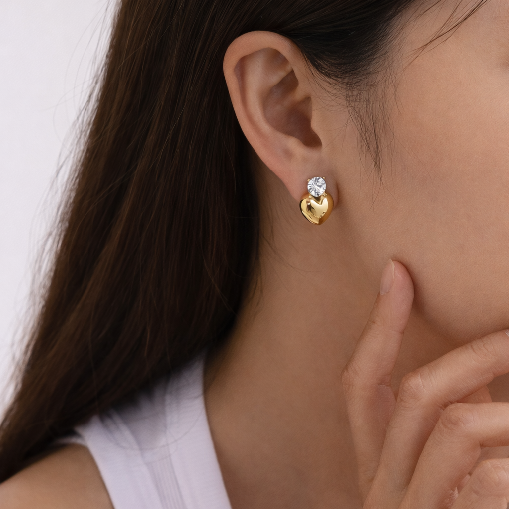 Celeste Heart Stud Earrings