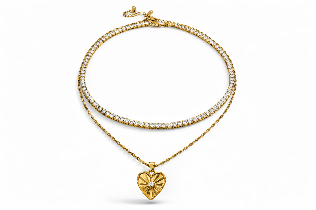 Aurora Heart Layered Necklace