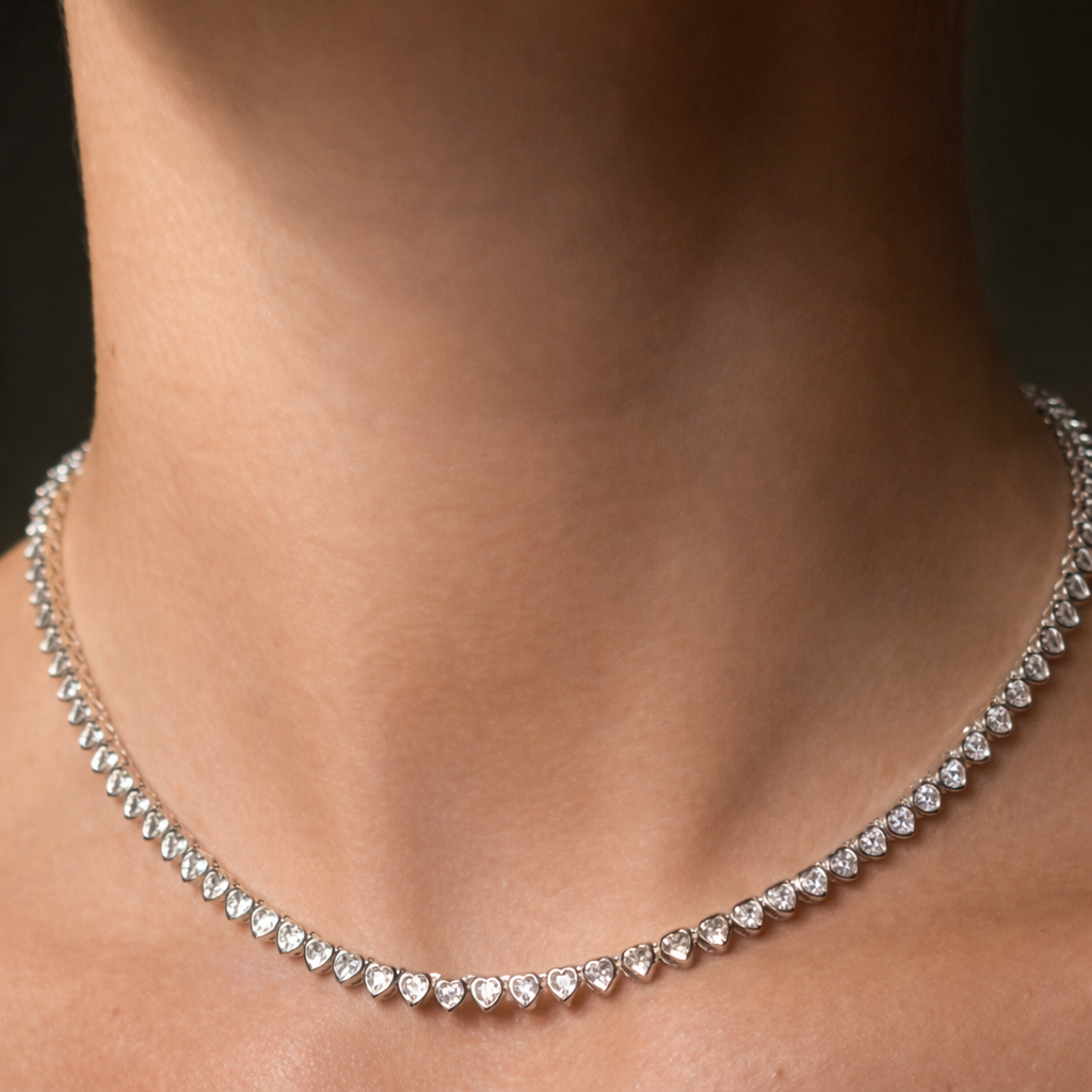 Amore Heart Tennis Necklace