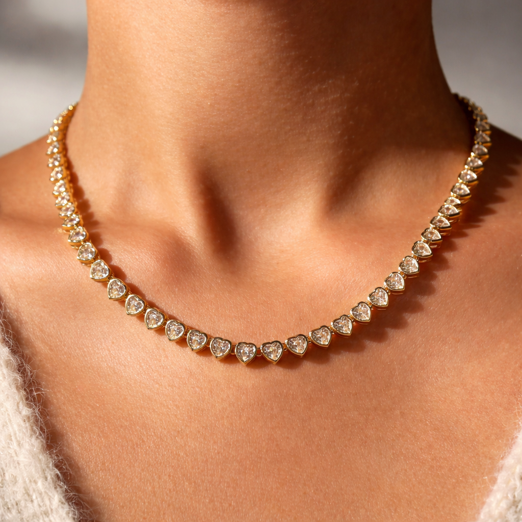 Amore Heart Tennis Necklace