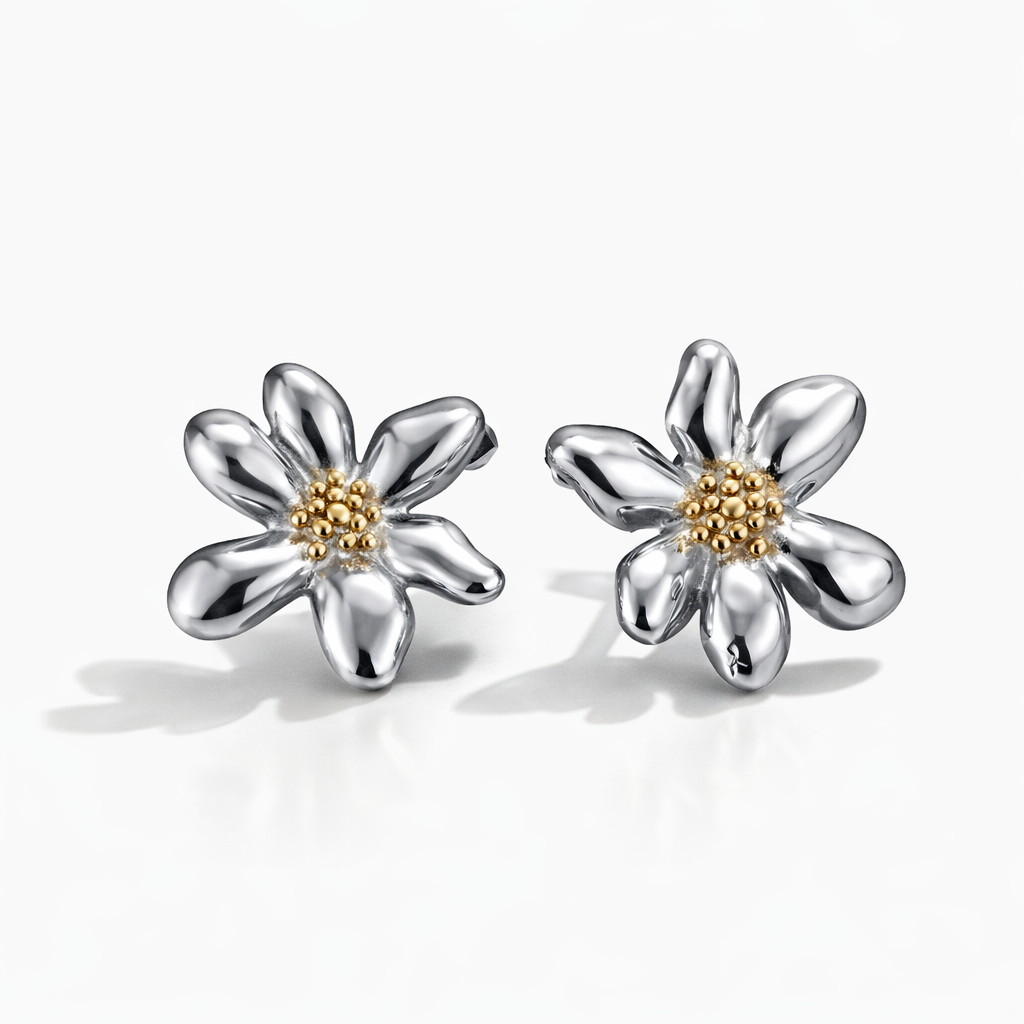 Daisy Tow-Tone Bloom Earrings
