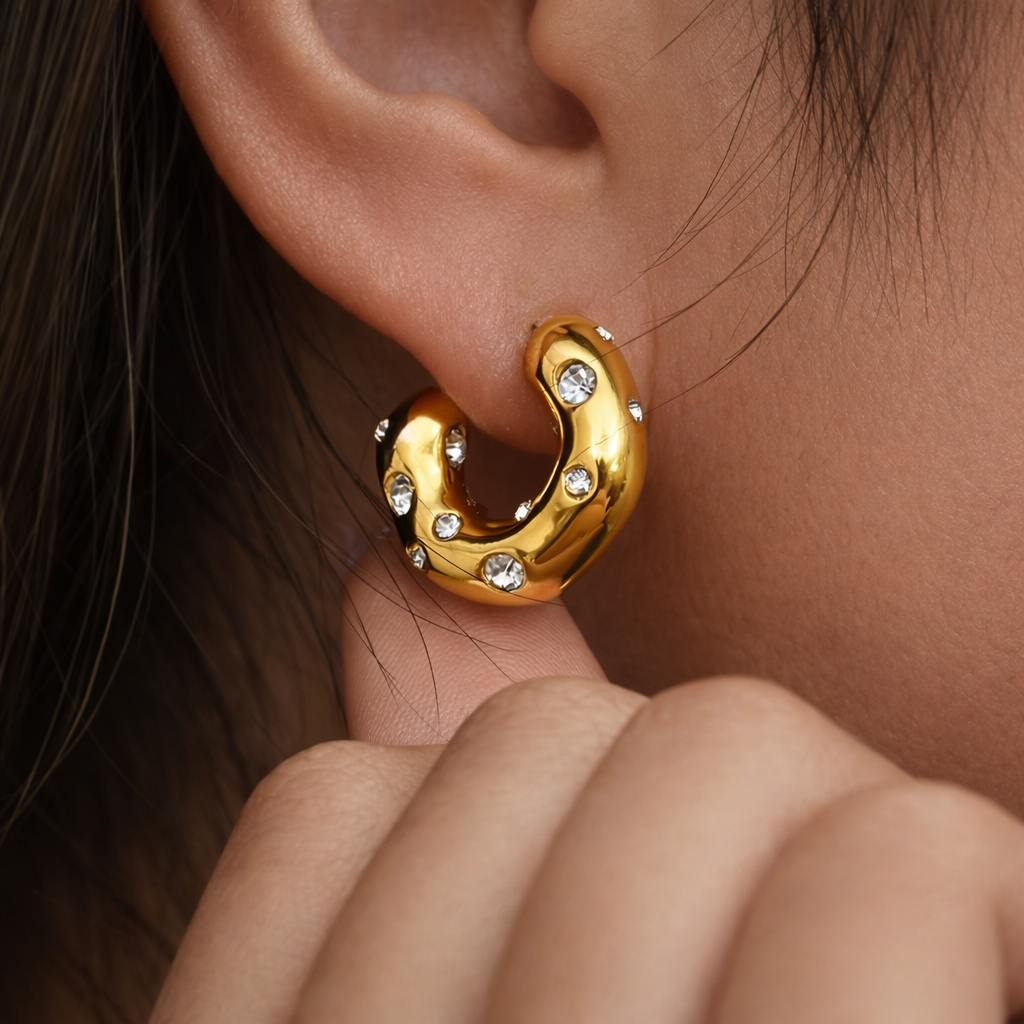 Luna Petite Pavé C-Hoop Earrings