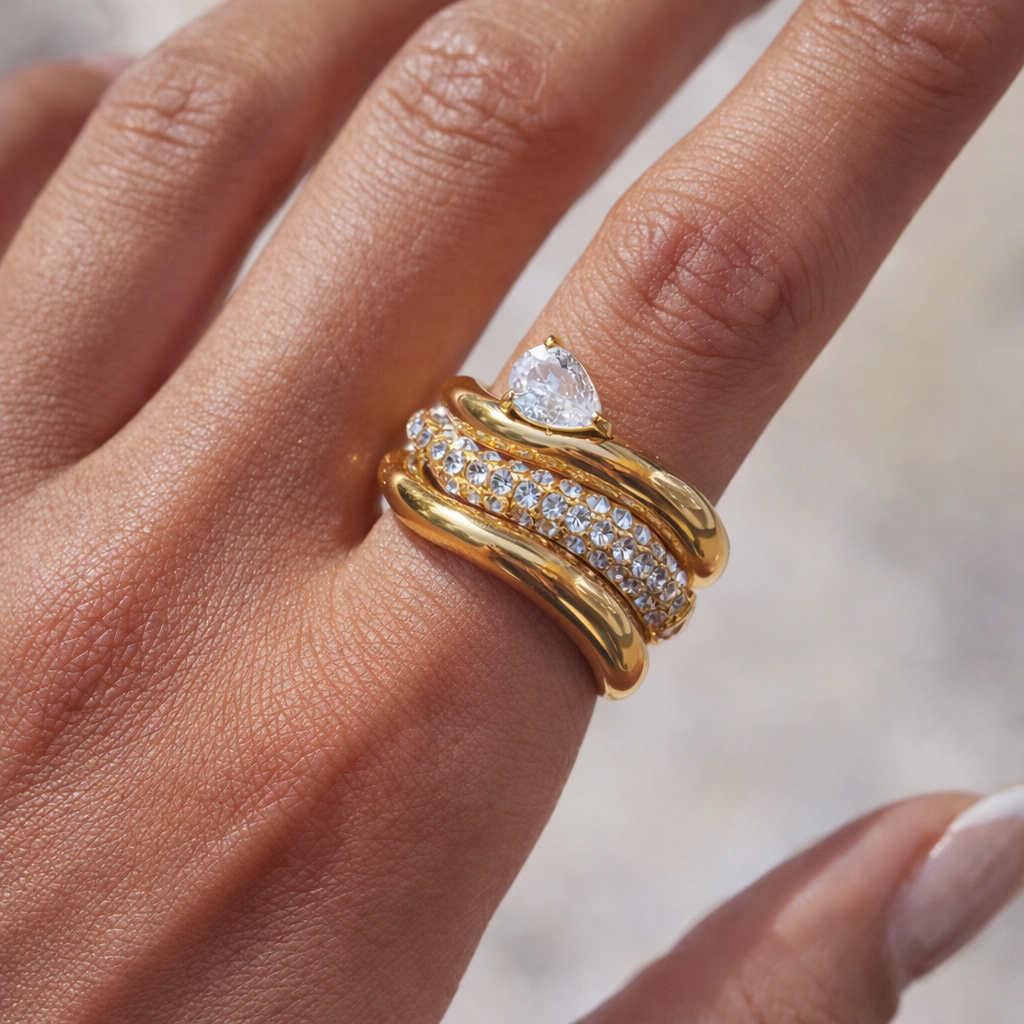 Curve Trio Ring Set