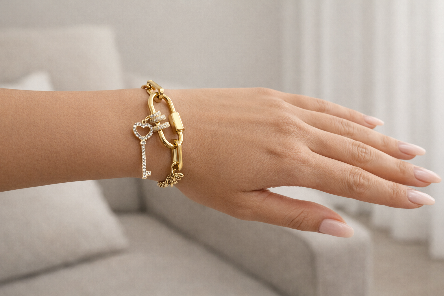 Lock & Key Carabiner Bracelet