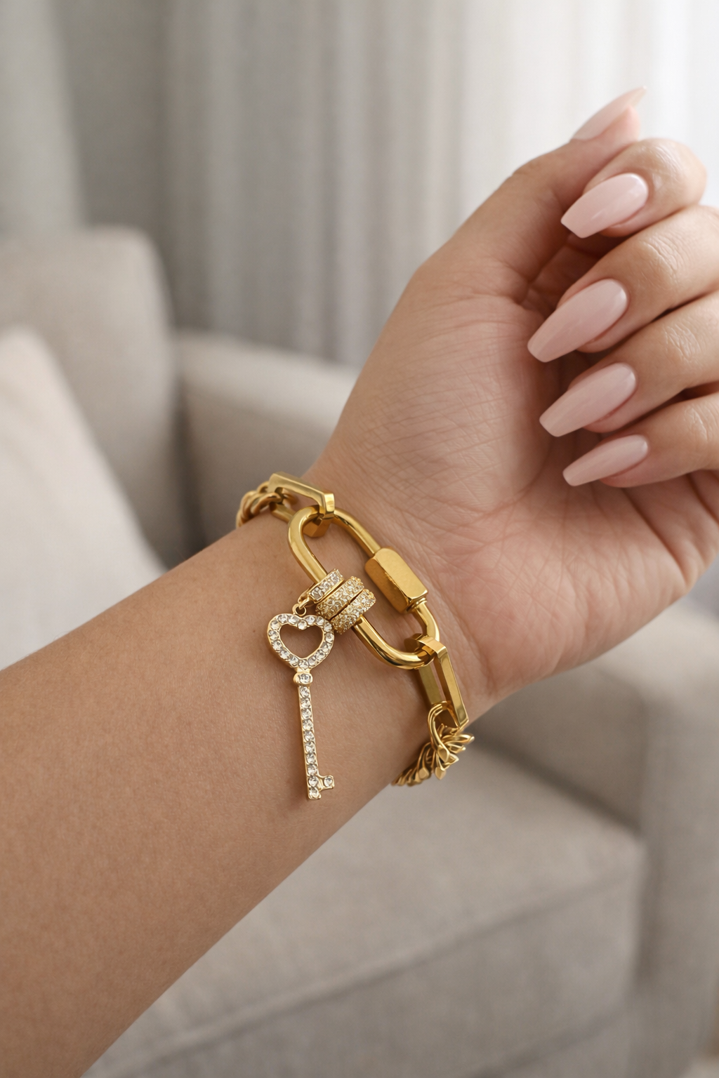 Lock & Key Carabiner Bracelet