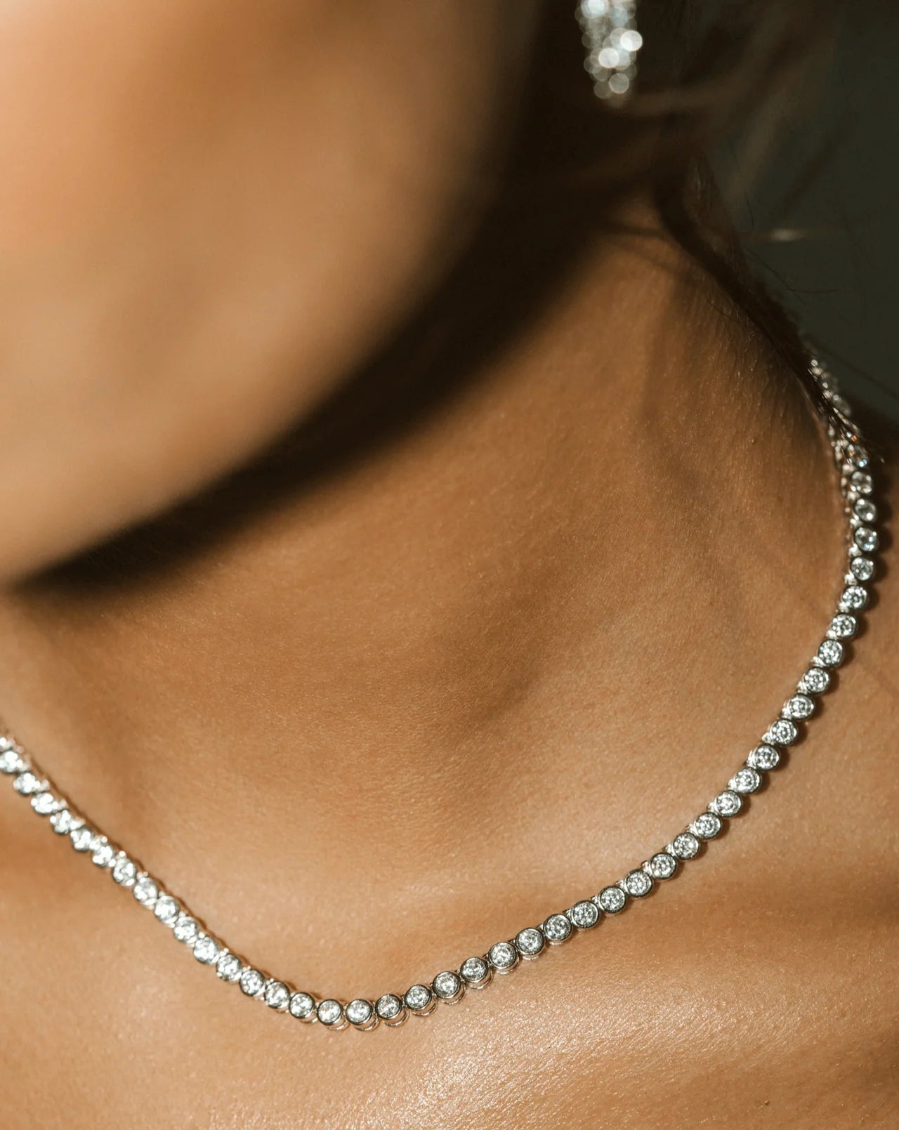 Ayanna Bezel Set Round Tennis Necklace